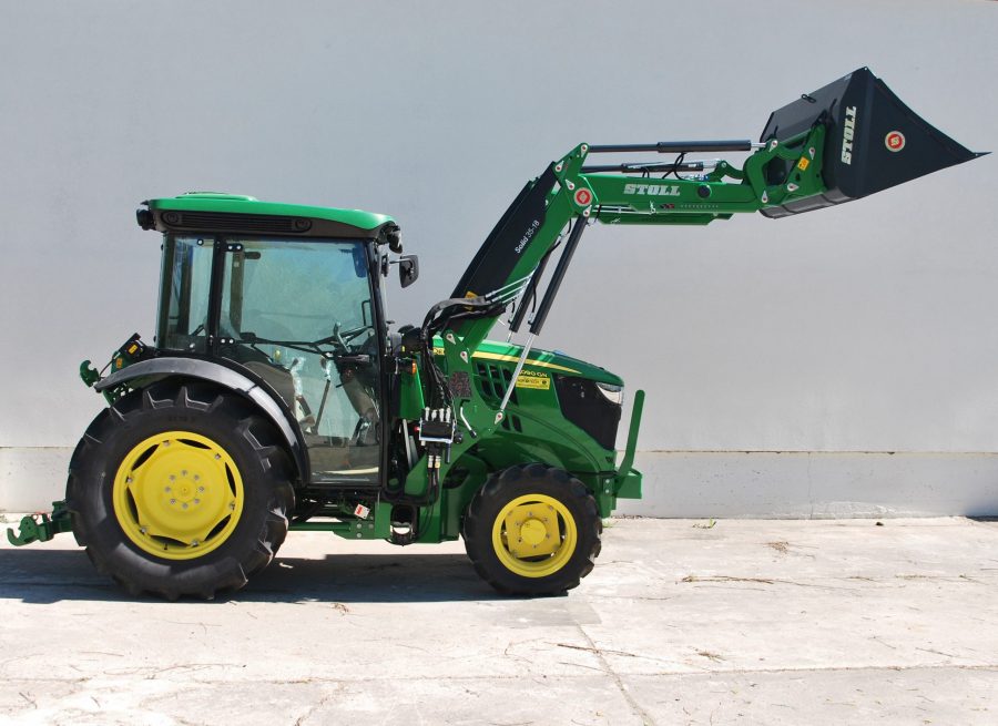 A special front loader for a speciality tractor